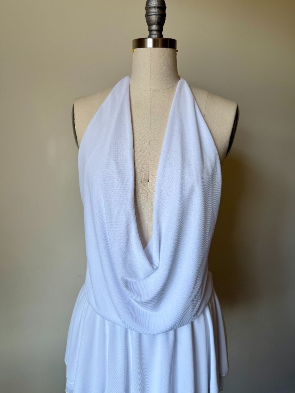 White Fox Halter Mini Dress | Cowl Neck Flowy White Dress | Going Out Mini - Picture 4 of 6